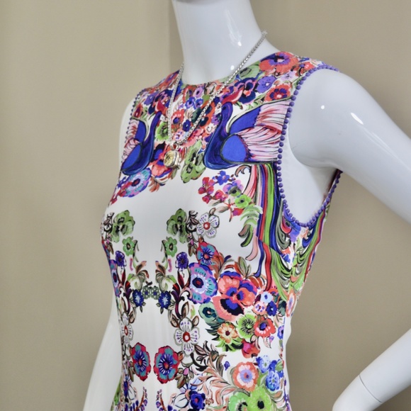 🆕🏷️ Roberto Cavalli Sleeveless Punto Stoffa Sheath Dress, White/Multi - Picture 12 of 16